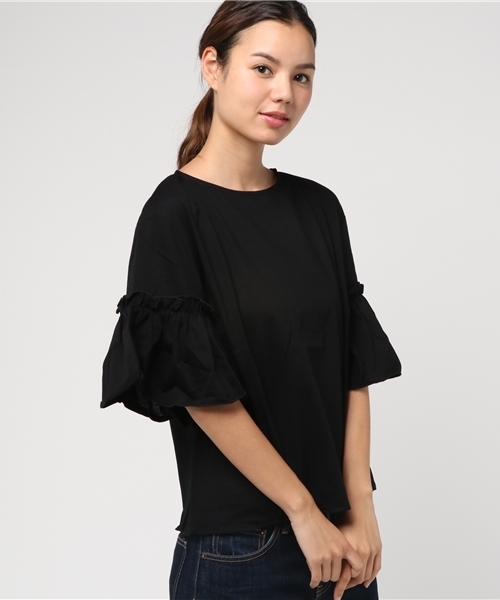 cepo（セポ）の「フリルスリーブプルオーバー（Tシャツ/カットソー・レディース・オフホワイト/ホワイト系その他/レッド/ブラック/マスタード・M）」の4枚目の写真