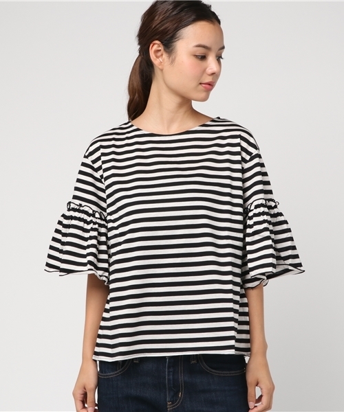 cepo（セポ）の「フリルスリーブプルオーバー（Tシャツ/カットソー・レディース・オフホワイト/ホワイト系その他/レッド/ブラック/マスタード・M）」の6枚目の写真