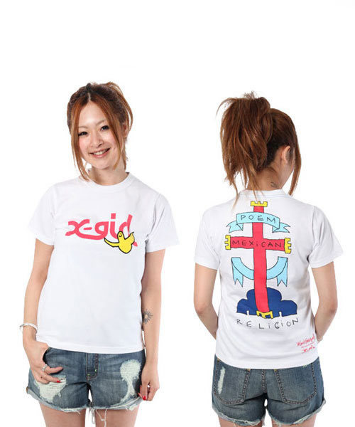 X-girl（エックスガール）の「X-GIRL×GONZ TEE"POEM"（Tシャツ/カットソー・レディース・ホワイト/ブラック/アッシュグレー・1/2）」の2枚目の写真
