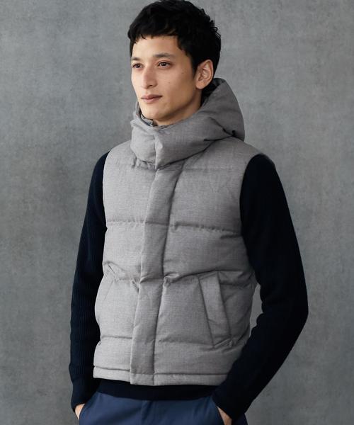 green label relaxing（グリーンレーベルリラクシング）の「SC タスマニア フード ダウンベスト ＜フード取り外し可能＞ ◆（ダウンベスト・メンズ・ライトグレー/ナチュラル/ネイビー・SMALL/LARGE/X-LARGE/MEDIUM）」の13枚目の写真