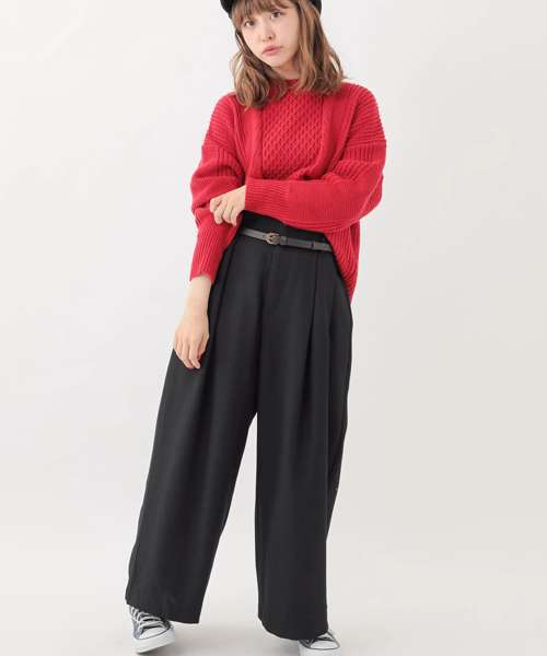 earth music&ecology（アースミュージックアンドエコロジー）の「ウエストラッピングパンツ（その他パンツ・レディース・ブラック/グレー/キャメル・FREE）」の2枚目の写真