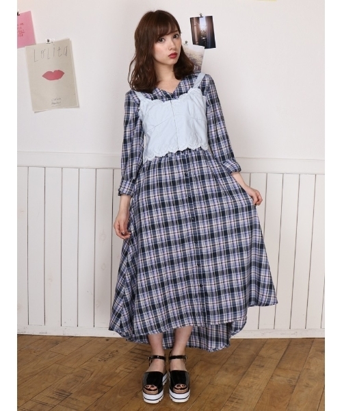 セール ワンピース 2wayチェックロングワンピース ワンピース ワンピース Dazzlin ダズリン のファッション