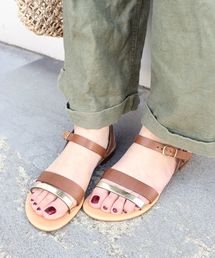 ENESS:2トーンフラットサンダル◇