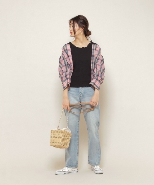 PAGEBOY（ページボーイ）の「マドラスチェック2wayブラウス（シャツ/ブラウス・レディース・ブラウン系その他/ブルー系その他/ピンク系その他・FREE）」の4枚目の写真