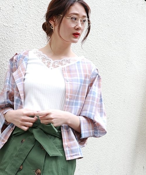 PAGEBOY（ページボーイ）の「マドラスチェック2wayブラウス（シャツ/ブラウス・レディース・ブラウン系その他/ブルー系その他/ピンク系その他・FREE）」の22枚目の写真