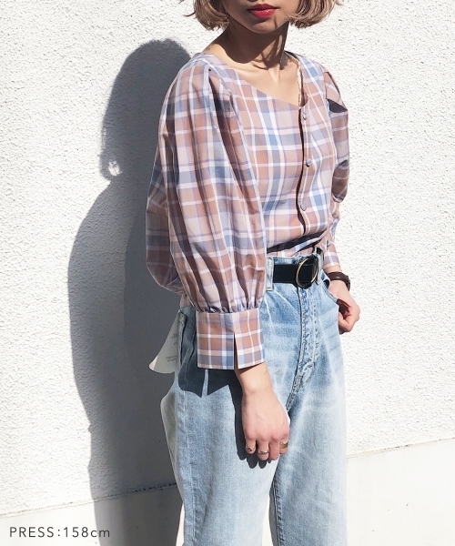 PAGEBOY（ページボーイ）の「マドラスチェック2wayブラウス（シャツ/ブラウス・レディース・ブラウン系その他/ブルー系その他/ピンク系その他・FREE）」の19枚目の写真