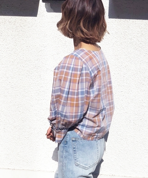 PAGEBOY（ページボーイ）の「マドラスチェック2wayブラウス（シャツ/ブラウス・レディース・ブラウン系その他/ブルー系その他/ピンク系その他・FREE）」の14枚目の写真