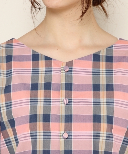 PAGEBOY（ページボーイ）の「マドラスチェック2wayブラウス（シャツ/ブラウス・レディース・ブラウン系その他/ブルー系その他/ピンク系その他・FREE）」の12枚目の写真