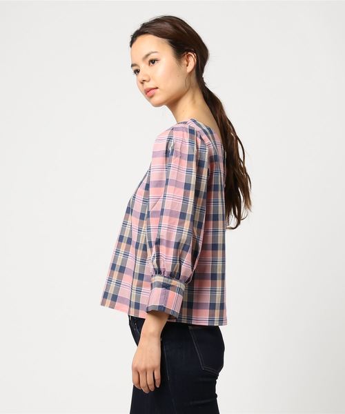 PAGEBOY（ページボーイ）の「マドラスチェック2wayブラウス（シャツ/ブラウス・レディース・ブラウン系その他/ブルー系その他/ピンク系その他・FREE）」の5枚目の写真