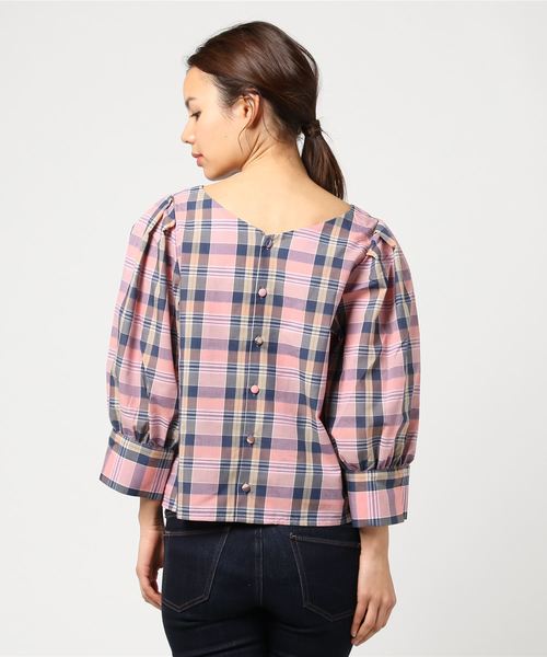 PAGEBOY（ページボーイ）の「マドラスチェック2wayブラウス（シャツ/ブラウス・レディース・ブラウン系その他/ブルー系その他/ピンク系その他・FREE）」の6枚目の写真