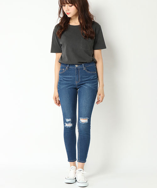 VENCEEXCHANGE(ヴァンスエクスチェンジ)の「天竺ウォッシュ加工Tシャツ (Tシャツ/カットソー・レディース・ブラック/ベージュ/オフホワイト/ライトカーキ/ブルー/ピンク・M)」の17枚目の写真