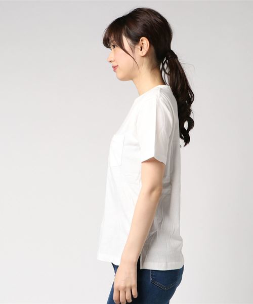 VENCEEXCHANGE(ヴァンスエクスチェンジ)の「天竺ウォッシュ加工Tシャツ (Tシャツ/カットソー・レディース・ブラック/ベージュ/オフホワイト/ライトカーキ/ブルー/ピンク・M)」の7枚目の写真