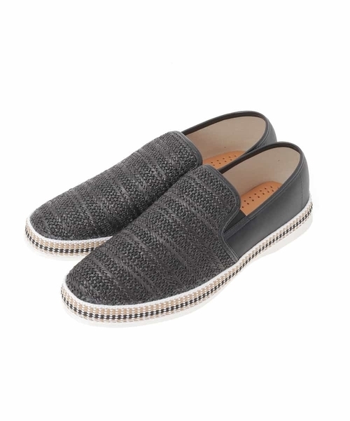 MK MICHEL KLEIN HOMME （エムケーミッシェルクランオム）の「編み込みデザインスリッポン（スリッポン・メンズ・ライトブラウン/ブラック・25.5/26.5）」の2枚目の写真