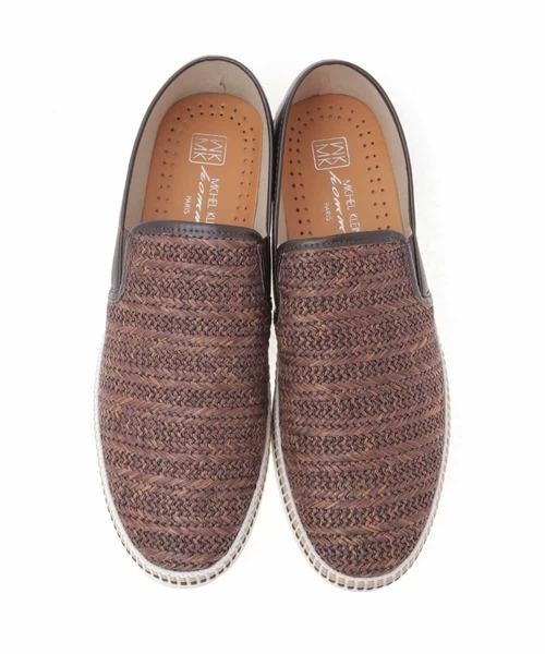 MK MICHEL KLEIN HOMME （エムケーミッシェルクランオム）の「編み込みデザインスリッポン（スリッポン・メンズ・ライトブラウン/ブラック・25.5/26.5）」の8枚目の写真