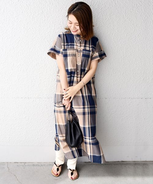 liflattie ships(リフラティ シップス)の「liflattie ships:ビッグチェックロングワンピース◇(ワンピース・レディース・ネイビー/マスタード/ブルー・SMALL/MEDIUM)」の14枚目の写真