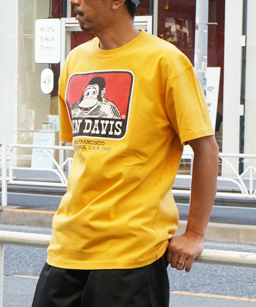 BEN DAVIS ORIGINALS（ベンデイビスオリジナルス）の「BEN DAVIS ORIGINALS PRINT TEE/ベンデイビス オリジナル プリントTシャツ（Tシャツ/カットソー・メンズ・オレンジ/イエロー/ピンク/ライトパープル/グリーン/ベージュ・SMALL/MEDIUM/LARGE/X-LARGE）」の5枚目の写真