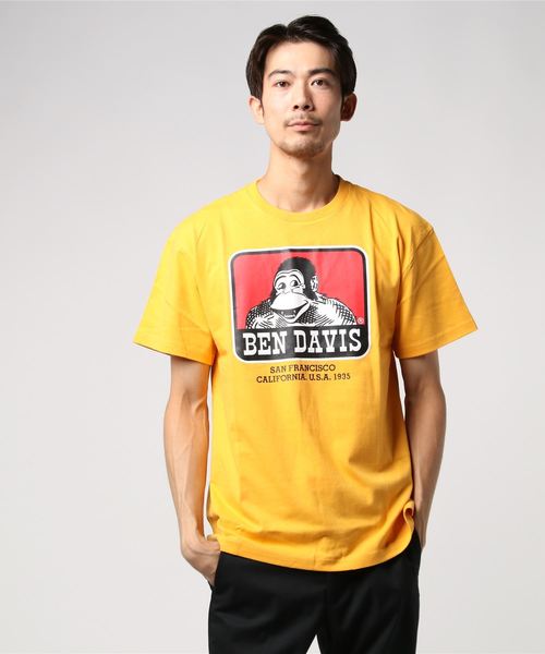 BEN DAVIS ORIGINALS（ベンデイビスオリジナルス）の「BEN DAVIS ORIGINALS PRINT TEE/ベンデイビス オリジナル プリントTシャツ（Tシャツ/カットソー・メンズ・オレンジ/イエロー/ピンク/ライトパープル/グリーン/ベージュ・SMALL/MEDIUM/LARGE/X-LARGE）」の9枚目の写真