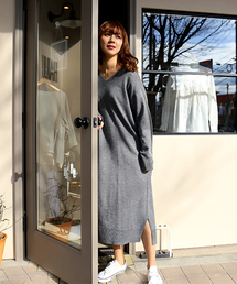 n'ee-ne | 【web限定】☆Vネックロングニットワンピース(ワンピース)