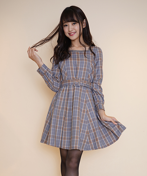 Cherite By Prime Pattern シェリエットバイプライムパターン の ベルト使いスクエアネックフレアワンピース ワンピース Wear