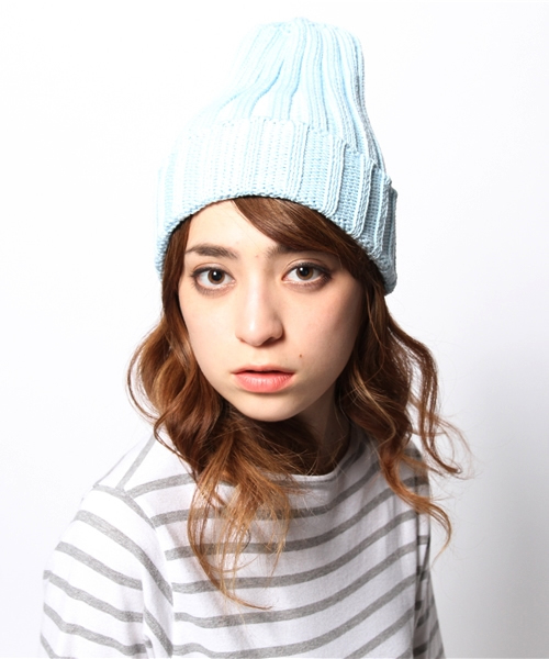 Ray BEAMS（レイビームス）の「Ray BEAMS / コットンリブ ビーニー（ニットキャップ/ビーニー・レディース・ピンク/イエロー/ケリー/サックスブルー・ONE SIZE）」の3枚目の写真