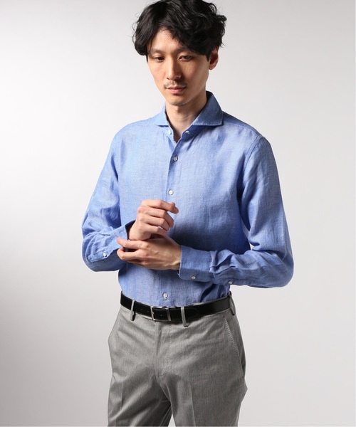 EDIFICE（エディフィス）の「デラベリネンパナマ カッタウェイ シャツ（シャツ/ブラウス・メンズ・ホワイト/グリーン/ブラック/ブルー系その他/ベージュ・48/46/44）」の5枚目の写真