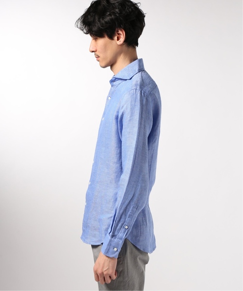 EDIFICE（エディフィス）の「デラベリネンパナマ カッタウェイ シャツ（シャツ/ブラウス・メンズ・ホワイト/グリーン/ブラック/ブルー系その他/ベージュ・48/46/44）」の8枚目の写真