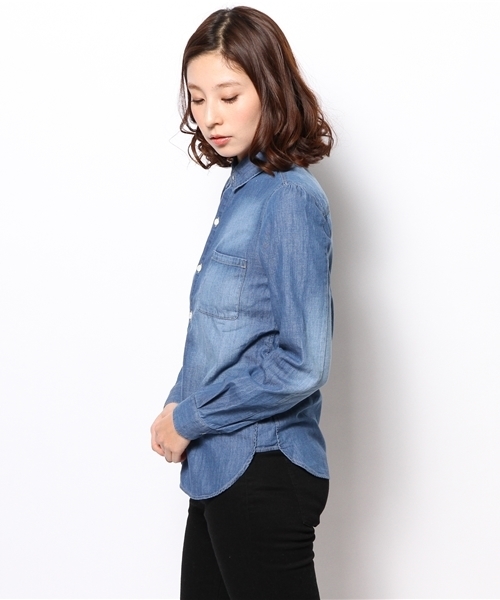DouDou（ドゥドゥ）の「デニムシャツ（シャツ/ブラウス・レディース・ブルー/ダークブルー・FREE）」の8枚目の写真