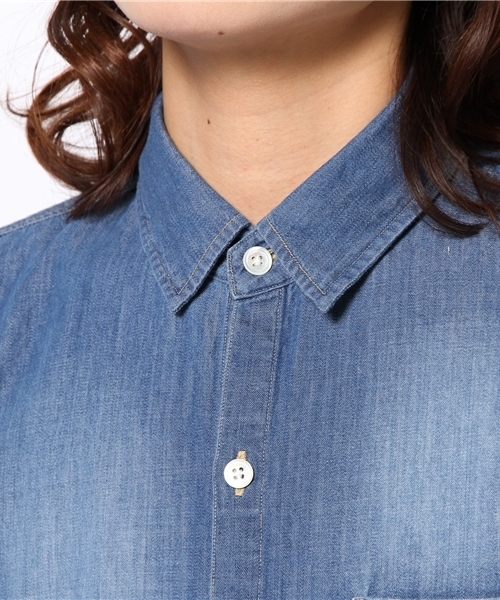 DouDou（ドゥドゥ）の「デニムシャツ（シャツ/ブラウス・レディース・ブルー/ダークブルー・FREE）」の3枚目の写真
