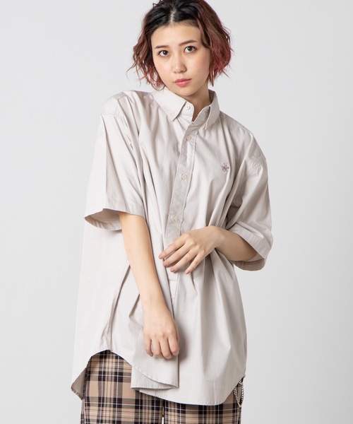 BEVERLY HILLS POLO CLUB(ビバリーヒルズポロクラブ)の「WEGO/BEVERLY HILLS POLO CLUBBIGシャツ(シャツ/ブラウス・レディース・ホワイト/ベージュ/パープル/ネイビー/レッド/カーキ/ピンク・FREE)」の4枚目の写真