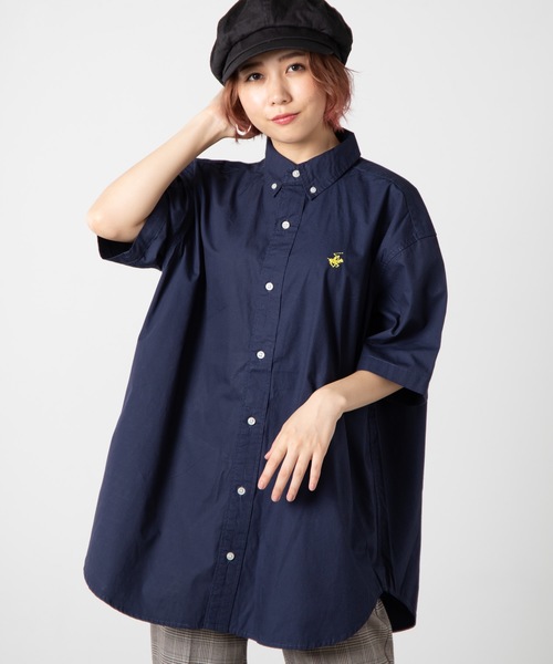 BEVERLY HILLS POLO CLUB(ビバリーヒルズポロクラブ)の「WEGO/BEVERLY HILLS POLO CLUBBIGシャツ(シャツ/ブラウス・レディース・ホワイト/ベージュ/パープル/ネイビー/レッド/カーキ/ピンク・FREE)」の1枚目の写真