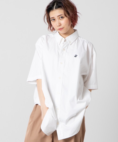 BEVERLY HILLS POLO CLUB(ビバリーヒルズポロクラブ)の「WEGO/BEVERLY HILLS POLO CLUBBIGシャツ(シャツ/ブラウス・レディース・ホワイト/ベージュ/パープル/ネイビー/レッド/カーキ/ピンク・FREE)」の3枚目の写真