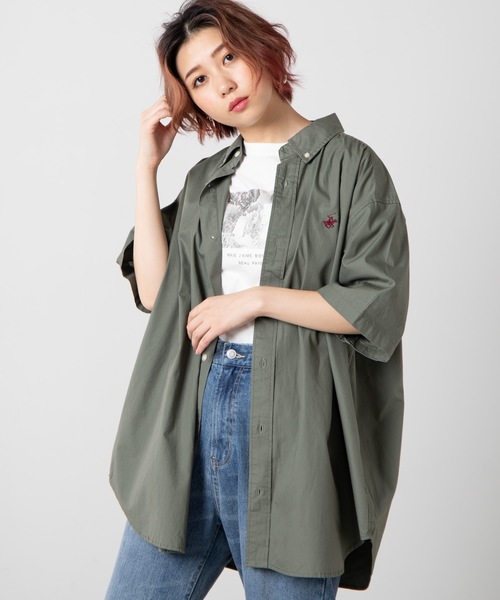 BEVERLY HILLS POLO CLUB(ビバリーヒルズポロクラブ)の「WEGO/BEVERLY HILLS POLO CLUBBIGシャツ(シャツ/ブラウス・レディース・ホワイト/ベージュ/パープル/ネイビー/レッド/カーキ/ピンク・FREE)」の5枚目の写真