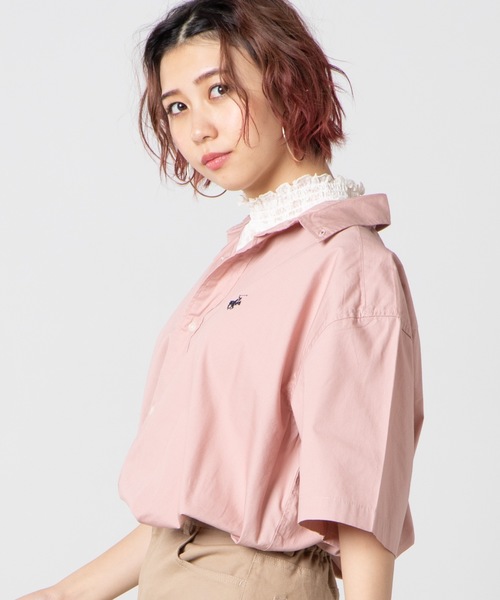 BEVERLY HILLS POLO CLUB(ビバリーヒルズポロクラブ)の「WEGO/BEVERLY HILLS POLO CLUBBIGシャツ(シャツ/ブラウス・レディース・ホワイト/ベージュ/パープル/ネイビー/レッド/カーキ/ピンク・FREE)」の6枚目の写真