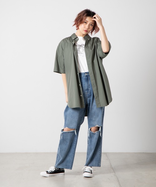 BEVERLY HILLS POLO CLUB(ビバリーヒルズポロクラブ)の「WEGO/BEVERLY HILLS POLO CLUBBIGシャツ(シャツ/ブラウス・レディース・ホワイト/ベージュ/パープル/ネイビー/レッド/カーキ/ピンク・FREE)」の14枚目の写真