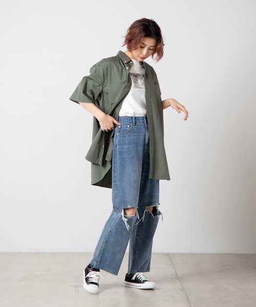 BEVERLY HILLS POLO CLUB(ビバリーヒルズポロクラブ)の「WEGO/BEVERLY HILLS POLO CLUBBIGシャツ(シャツ/ブラウス・レディース・ホワイト/ベージュ/パープル/ネイビー/レッド/カーキ/ピンク・FREE)」の13枚目の写真