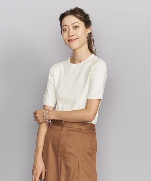 ビューティーアンドユース コットンフルニードル5分袖ニットプルオーバー BEAUTY&YOUTH UNITED ARROWS（ビューティーアンドユース