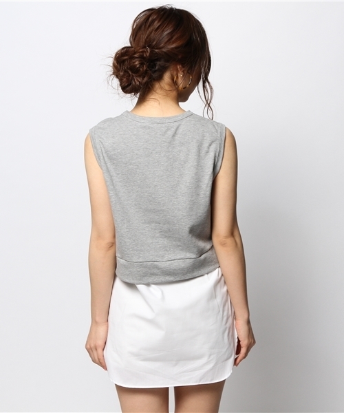 FREE'S SHOP(フリーズショップ)の「シャツ付きミニ裏毛(ワンピース・レディース・ホワイト/グレー・FREE)」の5枚目の写真