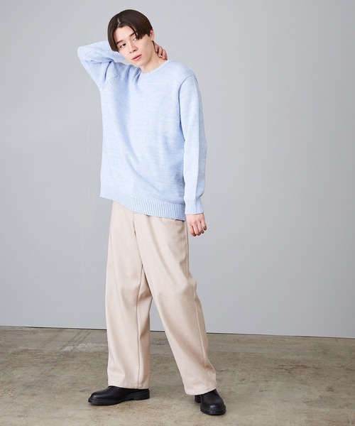 JUNRED(ジュンレッド)の「メランジクルーネックニット(ニット/セーター・メンズ・ホワイト/ネイビー/サックスブルー・S/M/L)」の6枚目の写真