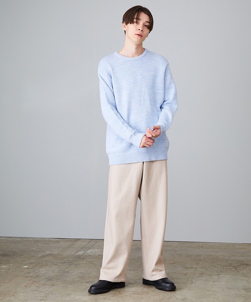 JUNRED(ジュンレッド)の「メランジクルーネックニット(ニット/セーター・メンズ・ホワイト/ネイビー/サックスブルー・S/M/L)」の4枚目の写真