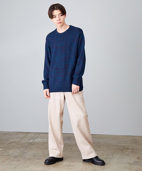 JUNRED(ジュンレッド)の「メランジクルーネックニット(ニット/セーター・メンズ・ホワイト/ネイビー/サックスブルー・S/M/L)」の7枚目の写真