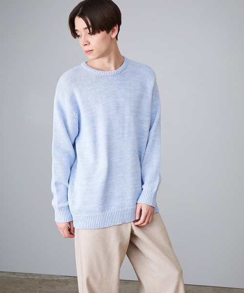 JUNRED(ジュンレッド)の「メランジクルーネックニット(ニット/セーター・メンズ・ホワイト/ネイビー/サックスブルー・S/M/L)」の14枚目の写真