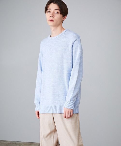 JUNRED(ジュンレッド)の「メランジクルーネックニット(ニット/セーター・メンズ・ホワイト/ネイビー/サックスブルー・S/M/L)」の16枚目の写真