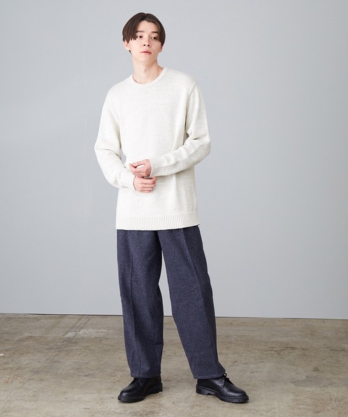 JUNRED(ジュンレッド)の「メランジクルーネックニット(ニット/セーター・メンズ・ホワイト/ネイビー/サックスブルー・S/M/L)」の12枚目の写真