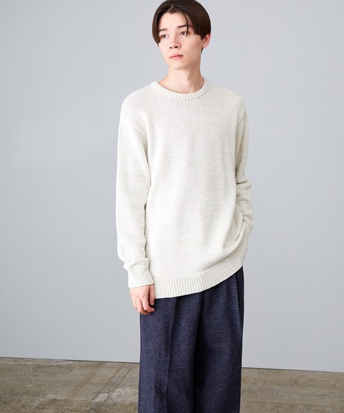 JUNRED(ジュンレッド)の「メランジクルーネックニット(ニット/セーター・メンズ・ホワイト/ネイビー/サックスブルー・S/M/L)」の17枚目の写真