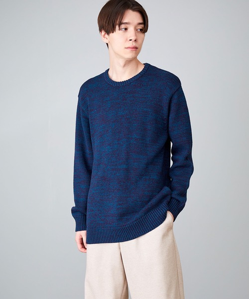 JUNRED(ジュンレッド)の「メランジクルーネックニット(ニット/セーター・メンズ・ホワイト/ネイビー/サックスブルー・S/M/L)」の8枚目の写真