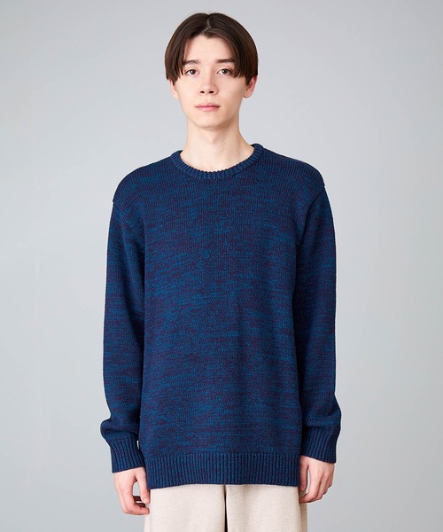 JUNRED(ジュンレッド)の「メランジクルーネックニット(ニット/セーター・メンズ・ホワイト/ネイビー/サックスブルー・S/M/L)」の5枚目の写真