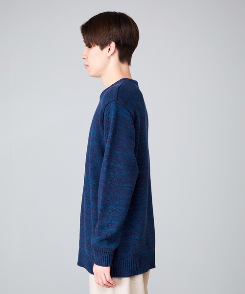 JUNRED(ジュンレッド)の「メランジクルーネックニット(ニット/セーター・メンズ・ホワイト/ネイビー/サックスブルー・S/M/L)」の11枚目の写真