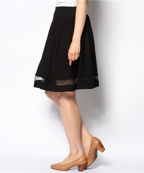 mystic(ミスティック)の「オーガンジー切替フレアスカート(スカート・レディース・キャメル/ネイビー/ブラック・フリ-)」の5枚目の写真