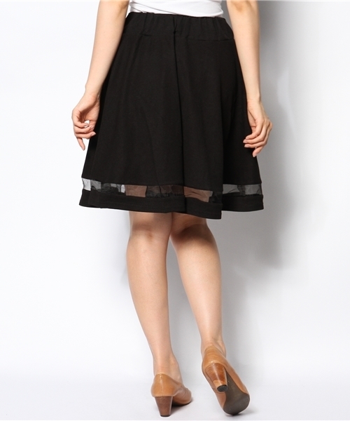 mystic(ミスティック)の「オーガンジー切替フレアスカート(スカート・レディース・キャメル/ネイビー/ブラック・フリ-)」の6枚目の写真