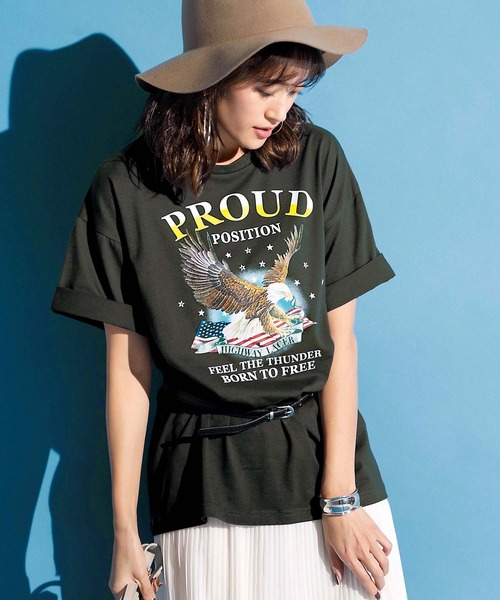 GeeRA(ジーラ)の「オーバーシルエットプリントTシャツ(Tシャツ/カットソー・レディース・ホワイト/チャコール/オフホワイト/グレー系その他・X-LARGE/LARGE/MEDIUM/SMALL)」の3枚目の写真